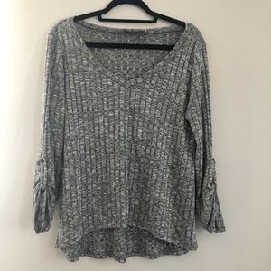 Gray V-Neck Blouse